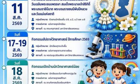 📢ขอประชาสัมพันธ์ รายการกิจกรรมประจำเดือนสิงหาคม พ.ศ. 2569 เพื่อให้นักเรียนได้ร่วมกิจกรรมที่ส่งเสริมการเรียนรู้และพัฒนาศักยภาพรอบด้าน ทั้งด้านวิชาการ คุณธรรม จริยธรรม ทักษะชีวิต และการเรียนรู้จากประสบการณ์จริง ภายใต้แนวคิด